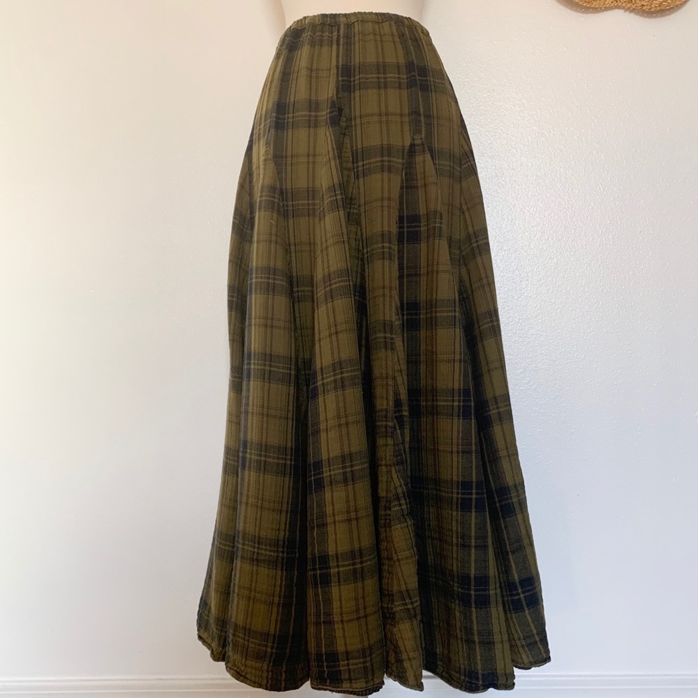 Olive green Free people lily cotton maxi skirt